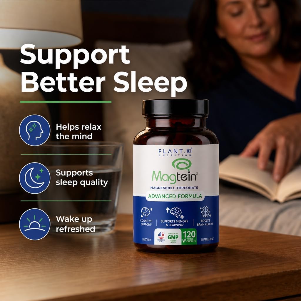 Magnesium L-Threonate Capsules - Brain & Sleep Support - 144mg Elemental Magnesium per Serving - High Absorption Cognitive & Memory Support - 120 Capsules