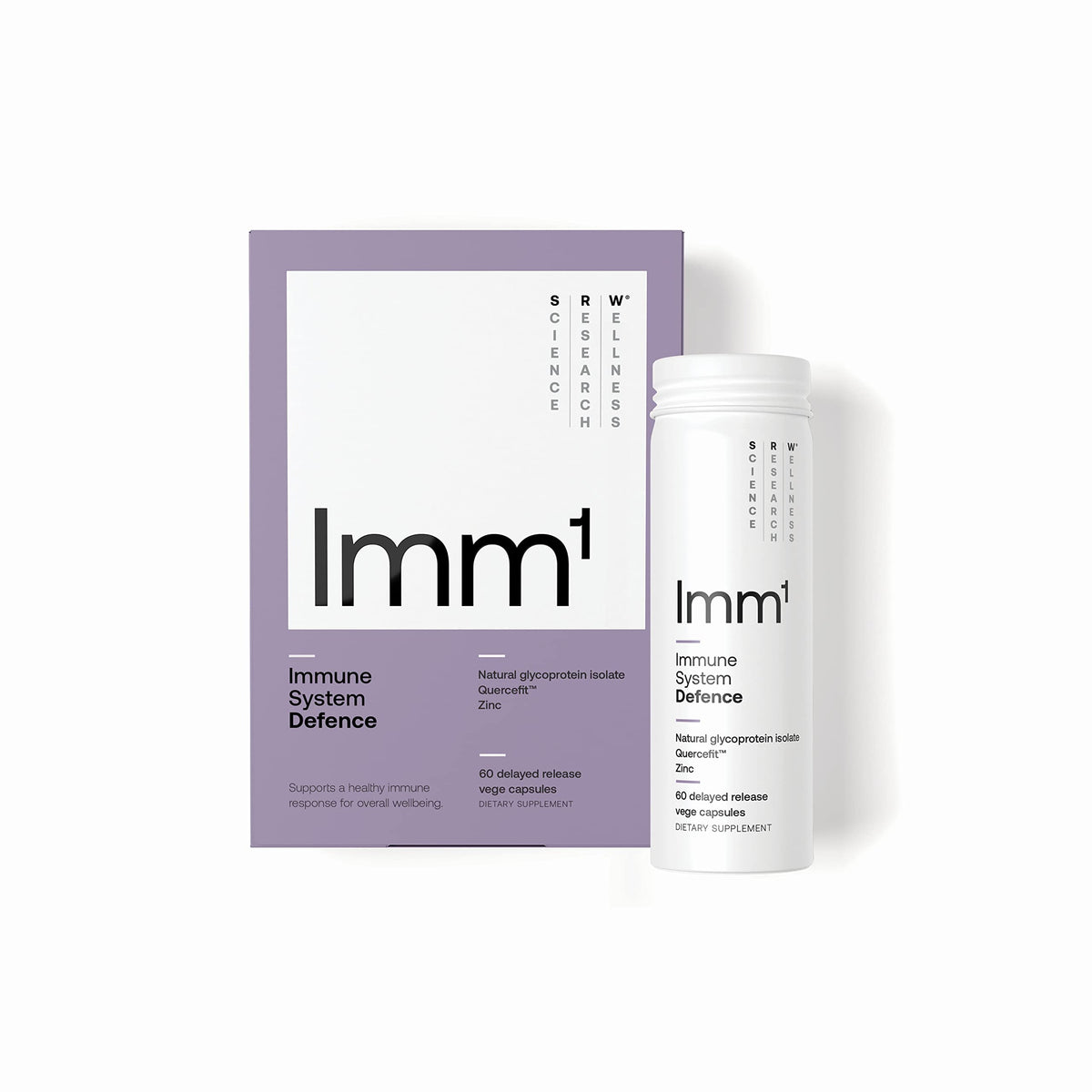 SRW Imm¹ Defence - Supports Immune System Health - 60 Vege Capsules - Supplement for Immune Response - Contains Natural Glycoprotein Isolate (Muno-IgY) and Quercetin