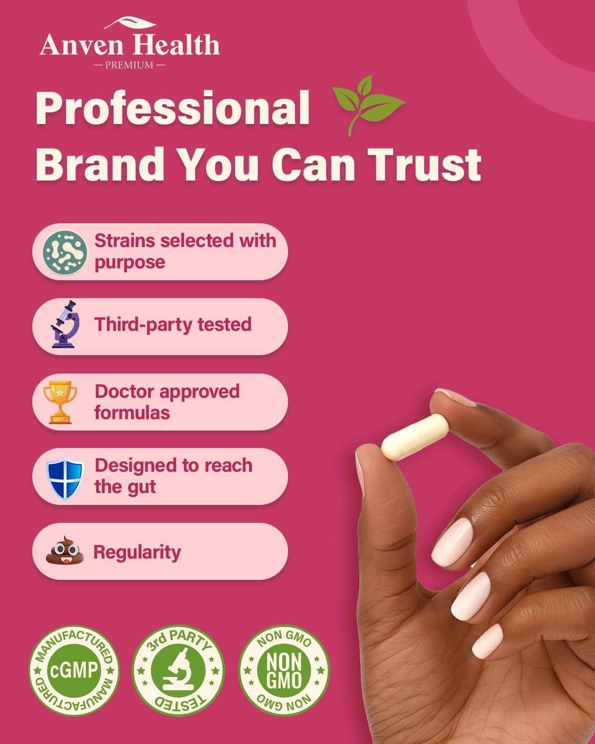 Anven Health Probiotics and Prebiotics for Women pH Balance & Digestion - 60 Billion Vaginal Probiotic with Cranberry & D-Mannose for Gut, Urinary, Immune Health