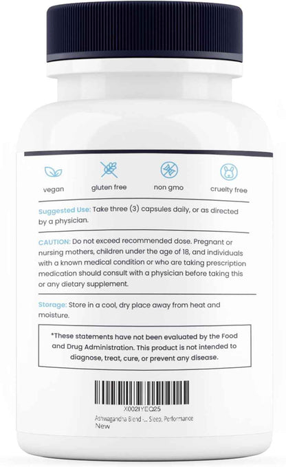 Nature's Pure Blend Ashwagandha Supplements - Organic Ashwagandha Root & Extract for Women and Men - Stress Relief, Sleep, and Mood Support - Athletic Performance & Focus Support - 60 Vegan Capsules