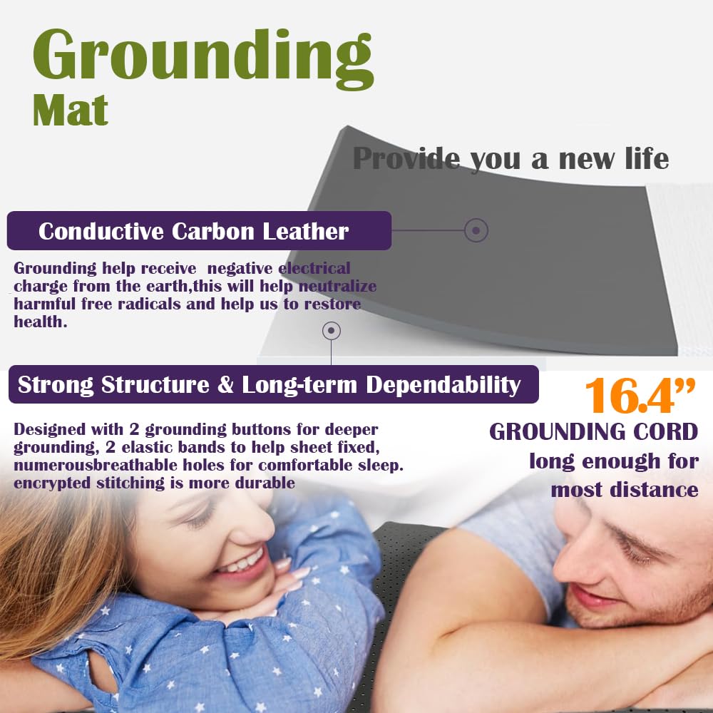 Grounding Mat for Sleeping, Grounding Sheet forBed, Earth Mat Connected for Pain Relief