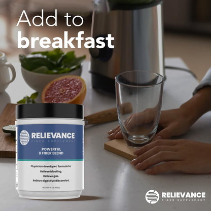 Relievance Fiber Supplement Two-Pack, Clean Formula - Bloating & Gas Relief Fiber Supplement - 8-Fiber Blend for Digestive Health, Doctor Developed