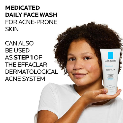 La Roche-Posay Effaclar Medicated Gel Cleanser, 2% Salicylic Acid Cleanser + LHA + Glycerin, Foaming Acne Face Wash, Helps Clear &