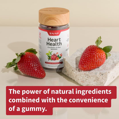 Snap Supplements Heart Health Gummies, CoQ10, Sugar-Free, 60 Vegan Gummies - Blood Circulation Supplements, Heart Health Supplements, Blood Flow Supplement, Gluten-Free, Non-GMO, Grapeseed, Blueberry