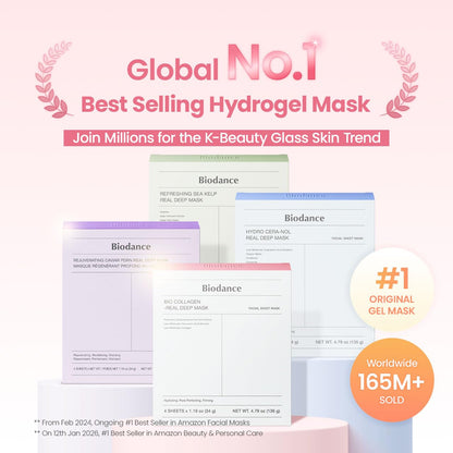 BIODANCE Bio-Collagen Real Deep Mask – Hydrating Overnight Hydrogel Face Mask, 4 Pack