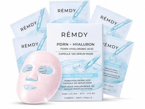 PDRN Hydrogel Face Mask - Collagen Face Mask, 99% Salmon DNA PDRN(34ml X 5) - PDRN, Collagen & Hyaluronic Acid for Intense Hydration, Smooth-Looking Skin - +177% Surface Hydration & −75% Pore Appearance