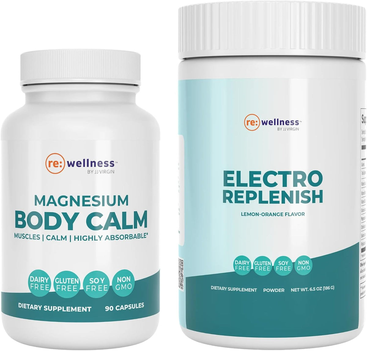 Reignite Wellness by JJ Virgin Hydration & Recovery Bundle - Magnesium Body Calm, 120 Capsules + ElectroReplenish (Lemon-Orange Flavor), 30 Servings