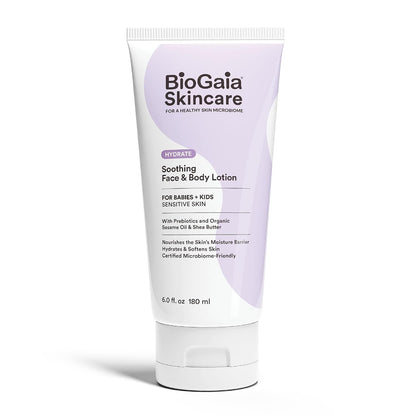 BioGaia Soothing Face & Body Lotion - Scandinavian Babies & Kids Skincare - Certified Microbiome-Friendly - Organic Oils & Omega Fatty Acids