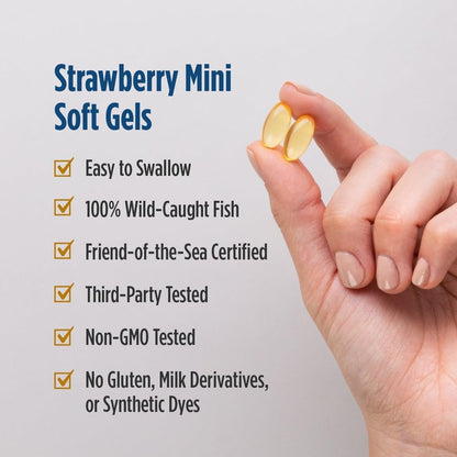Nordic Naturals Ultimate Omega 2X Teen, Strawberry - 60 Mini Soft Gels - 1120 mg Total Omega-3s with EPA & DHA - Brain Health, Positive Mood, Social Development, Learning - Non-GMO - 30 Servings - 2X for teens. EPA+DHA supports brain, mood & social develo