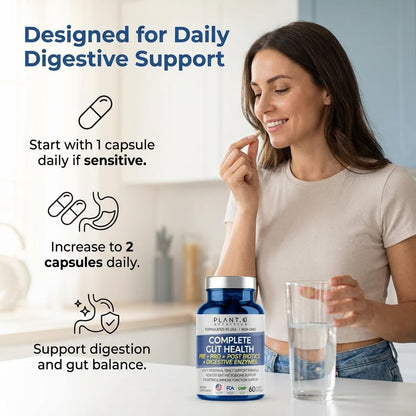 4-in-1 Gut Health Support - Prebiotics + Probiotics + Postbiotics + Digestive Enzymes - DE111 Spore Probiotic for Digestive Support & Bloating