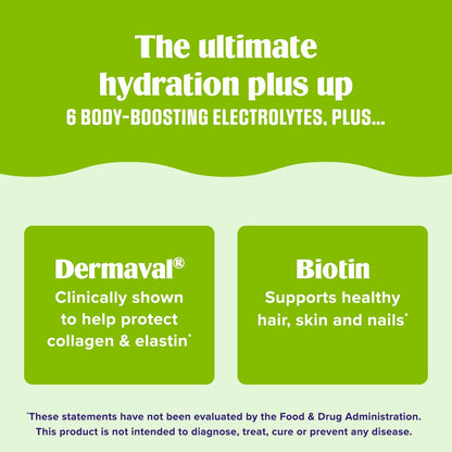 Ultima Replenisher Collagen Defense, Kiwi Strawberry, 13 Stickpacks - Daily Zero Sugar Supplement & Electrolyte Powder Hydration Packets with 6 Key Electrolytes, Dermaval & Biotin for Skin Health
