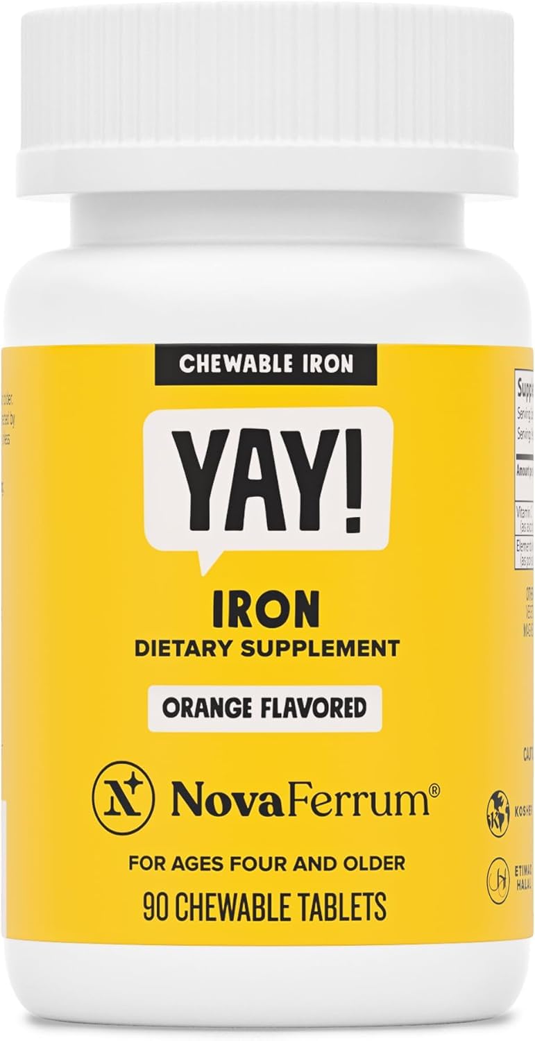 NovaFerrum Yay - Chewable Iron Supplement for Kids & Adults Ages 4 and Over - 18mg of Iron - 90 Servings - Sugar Free