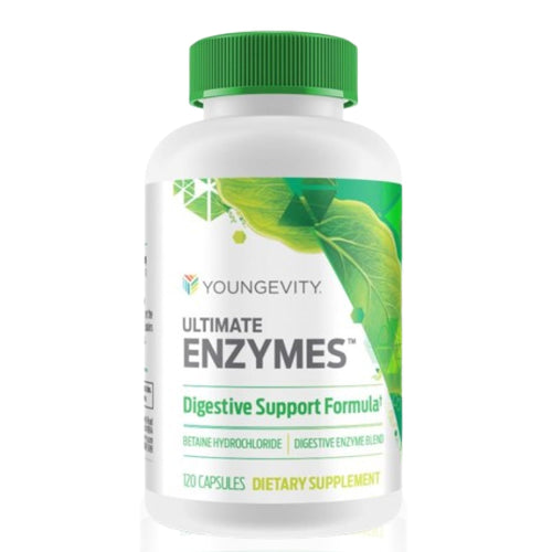 Youngevity Ultimate Enzymes - Multi Enzymes for Digestion, Gas & Bloating Relief - Betaine HCl, Ox Bile, Pancreatine 10X, Papain 6M, Pepsin 1:3000 (120 Capsules)