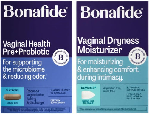 Bonafide Clairvee + Revaree - Hormone-Free, Drug-Free Relief from Odor, Vaginal Itching and Discharge + Vaginal Moisturizer with Hyaluronic Acid - 1 Month Supply