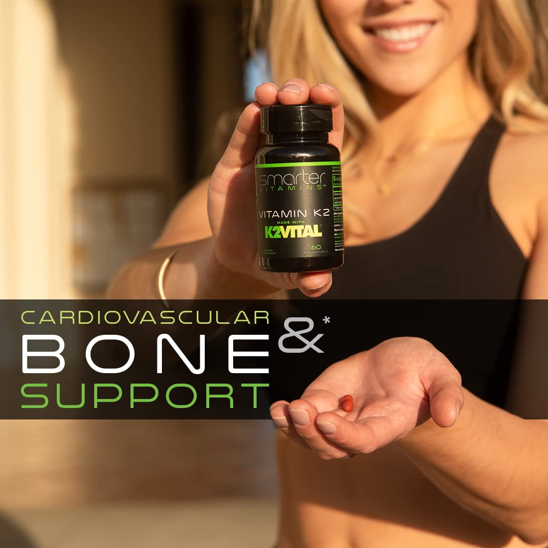 Vitamin K2 MK7 100mcg with K2VITAL for Bone & Heart Support - 60 Softgels - Made with K2VITAL MK-7 and kale powder in convenient liquid softgels for daily vitamin K2 supplementation.
