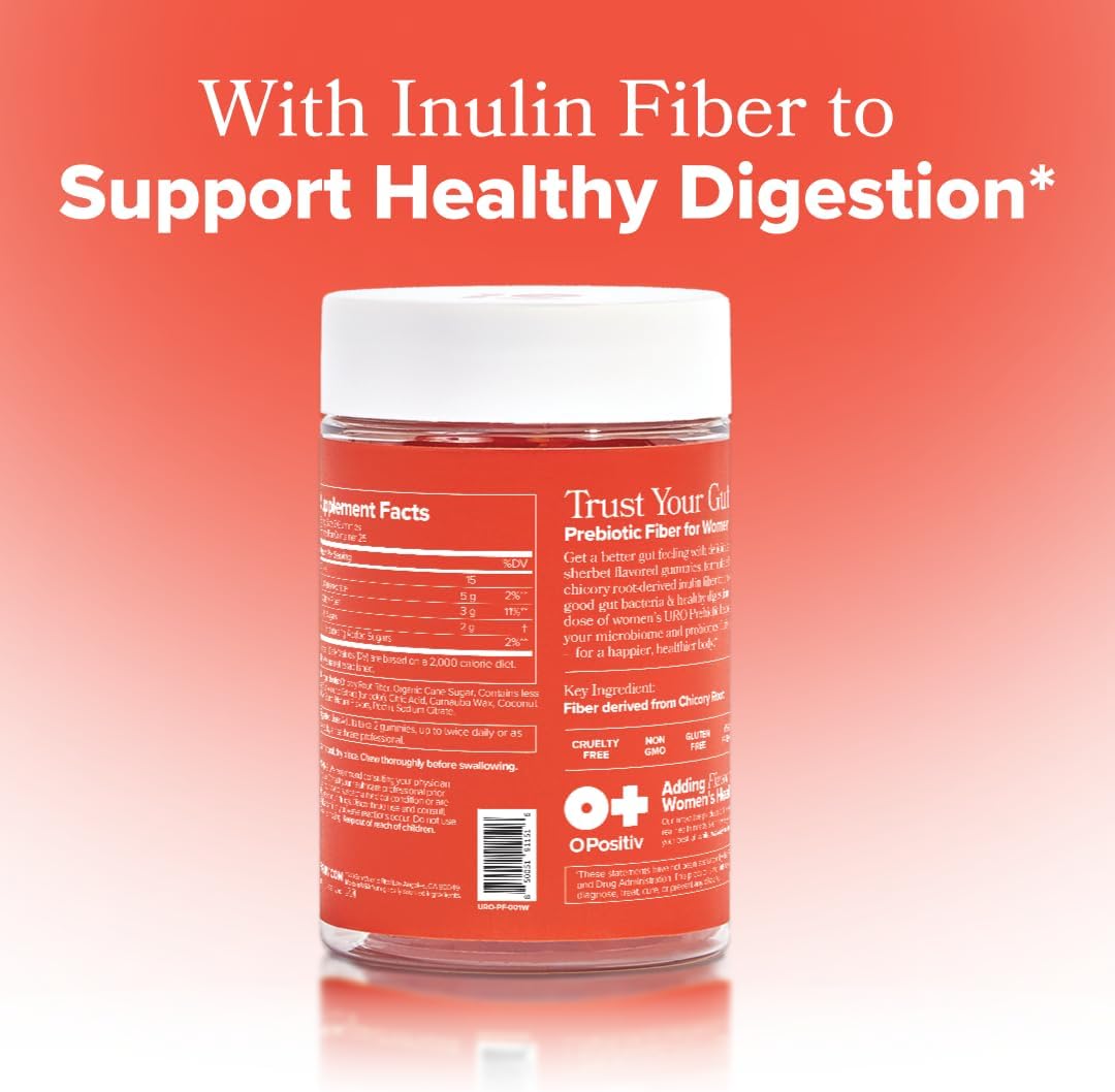 URO Fiber Gummies for Gut Health - Chicory Root Inulin - 30-Day Supply