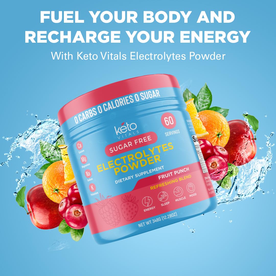 Keto Vitals Keto Electrolytes Powder - Keto-Friendly Electrolytes with Potassium, Magnesium, Sodium, Calcium - Electrolytes Sugar Free - Supplement Energy Drink Mix