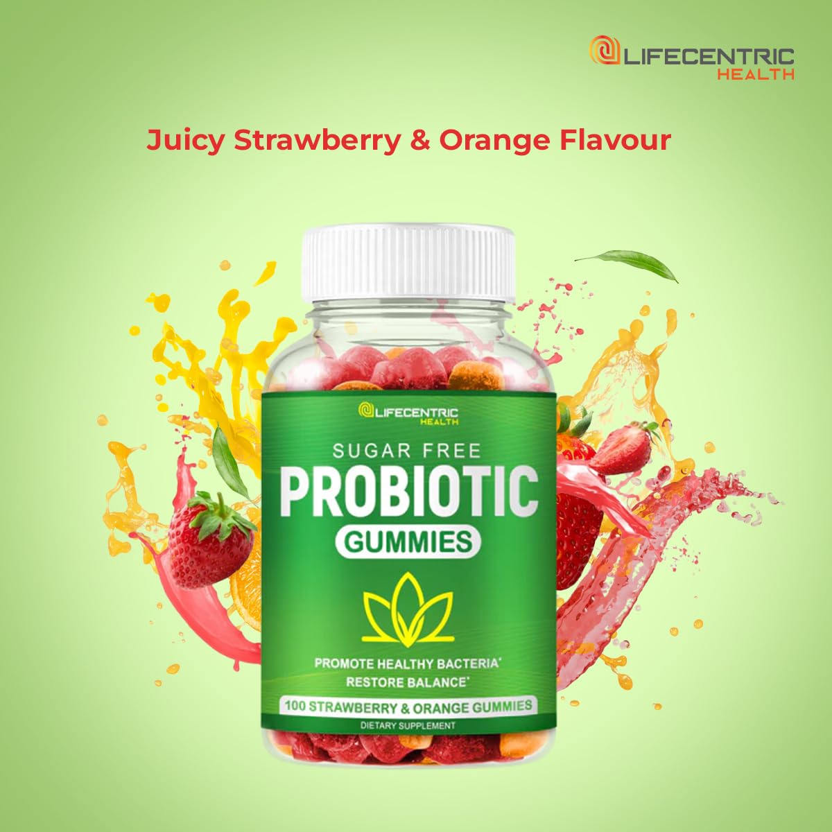 Probiotic Gummies for Adults and Kids Max Strength 5 Billion CFU - Organic Sugar Free Gummies for Digestive Health - 100 Count Vegan Gluten Free Chewable Probiotics
