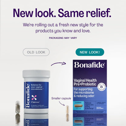 Bonafide Clairvee Vaginal Probiotic for Relief from Odor, Itching, & Discharge. - 1-Month Supply (15 Capsules)