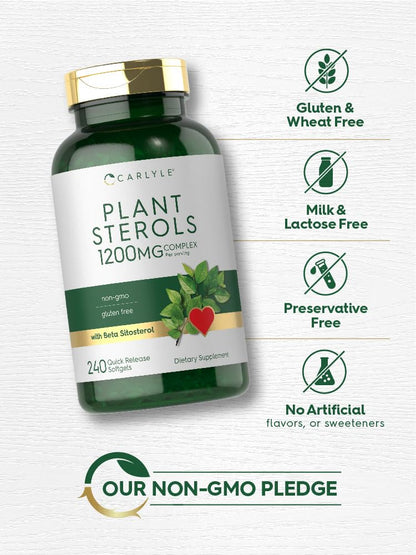 Carlyle Plant Sterols Supplement 1200 mg - 240 Softgels - with Beta Sitosterol - Non-GMO & Gluten Free