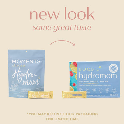 Boobie Hydromom Superfood Electrolyte Drink Mix, Blue Raspberry Lemonade - Refreshing Energy & Hydration Boost for Mamas - On-The-Go & Travel Essentials for Pregnancy