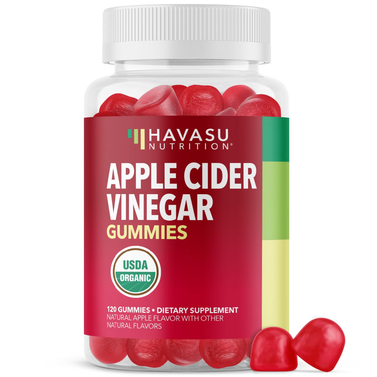 Apple Cider Vinegar Gummies, USDA Organic, Apple Flavor, 1-Month Supply - USDA Organic ACV Gummies for Digestive Health, Metabolism & Gut Support, Vegan, Gluten-Free, No Harsh Taste, 60ct