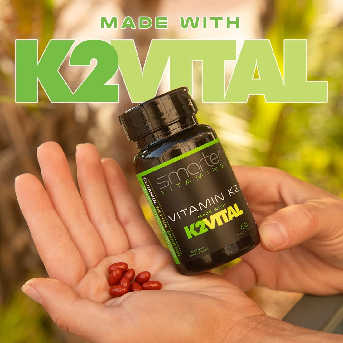 Vitamin K2 MK7 100mcg with K2VITAL for Bone & Heart Support - 60 Softgels - Made with K2VITAL MK-7 and kale powder in convenient liquid softgels for daily vitamin K2 supplementation.