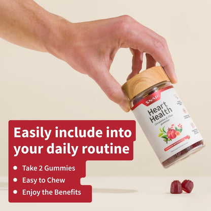 Snap Supplements Heart Health Gummies, CoQ10, Sugar-Free, 60 Vegan Gummies - Blood Circulation Supplements, Heart Health Supplements, Blood Flow Supplement, Gluten-Free, Non-GMO, Grapeseed, Blueberry