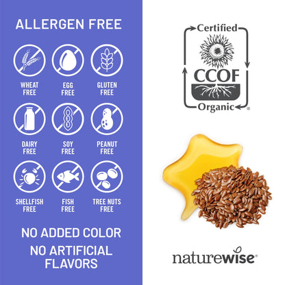 NatureWise Flaxseed Oil 1,242 mg, Fish Free Omega 3 6 9 with 720mg ALA, Dietary Supplement for Heart Health Support - Organic, Cold Pressed