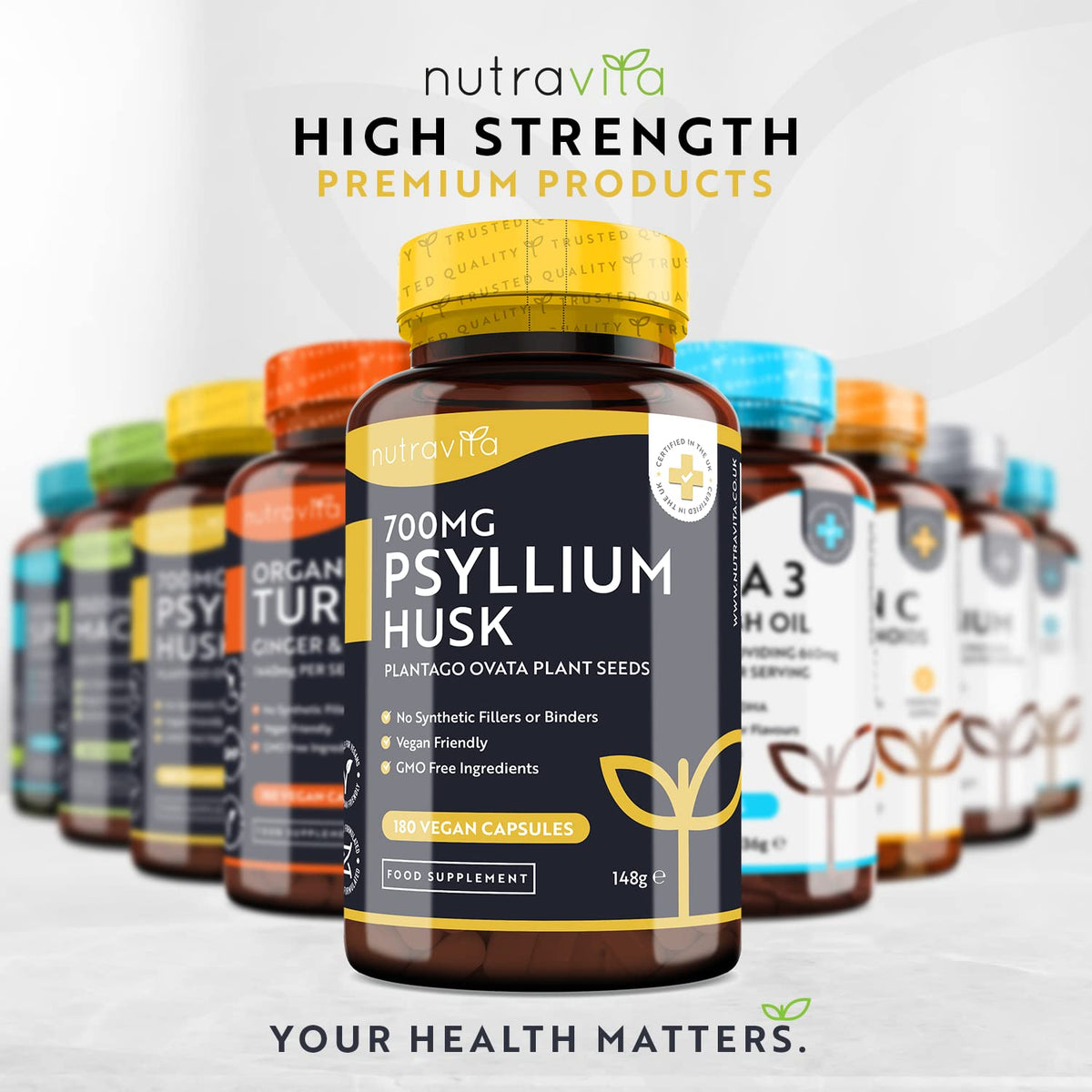 Psyllium Husks Fibre Supplement - 1400mg per Serving - Naturally High in Soluble Fibre