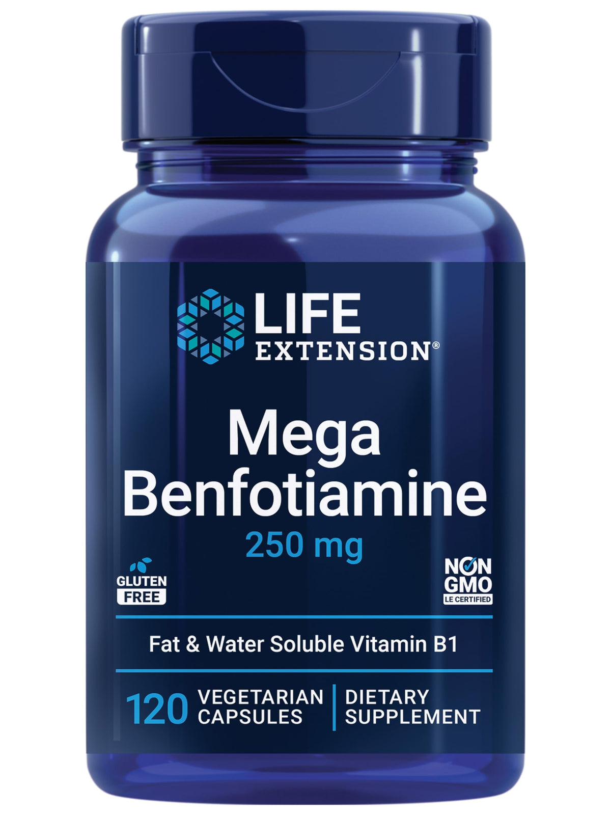 Life Extension Mega Benfotiamine 250 mg, 180 Vegetarian Capsules - 250 mg of benfotiamine and 10 mg of thiamine (vitamin B1) per capsule. Non-GMO, Gluten Free, Vegetarian.