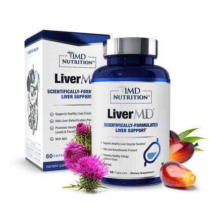 1MD Nutrition LiverMD - Liver Support Supplement - Siliphos Milk Thistle Extract & NAC - Supports Healthy Energy, Immunity & Overall Health