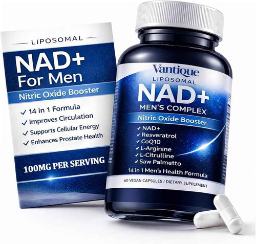 Aureph Vantique Men's NAD+ Supplement with Resveratrol, CoQ10, L-Citrulline & Lycopene - Nitric Oxide Support, Prostate Care, Anti-Aging, Stamina & Cellular Energy Boost 60 Capsules