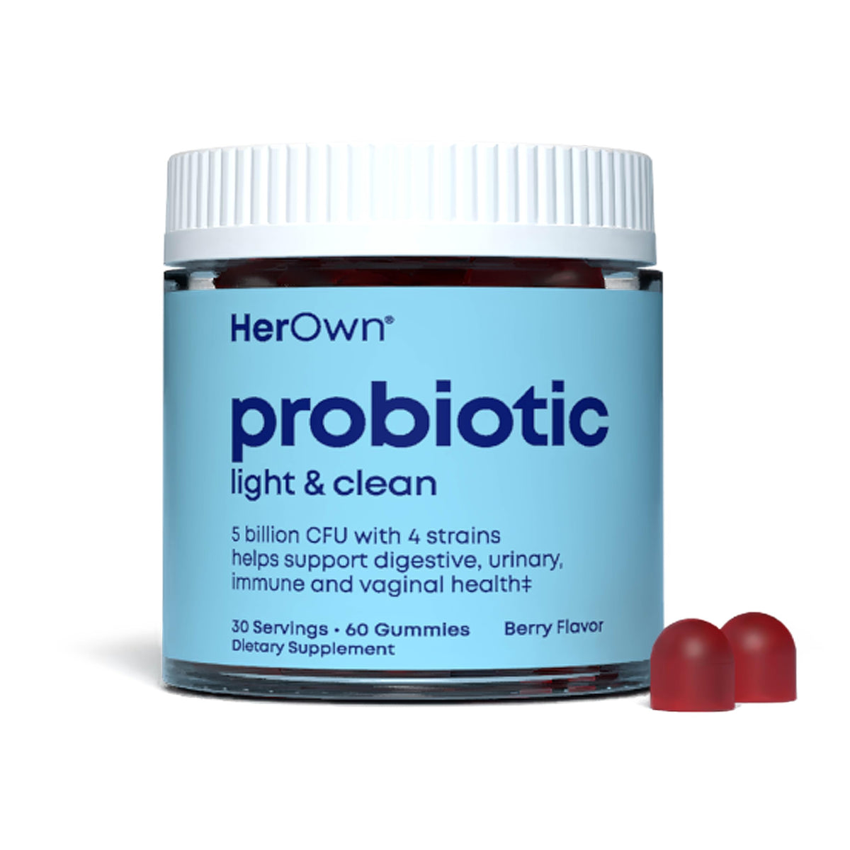 her own Probiotic & Prebiotic Gummy, Supports Digestive Health, Promotes Healthy Gut, Supports Immune Health, 5 Billion CFUs, Gluten and Soy Free