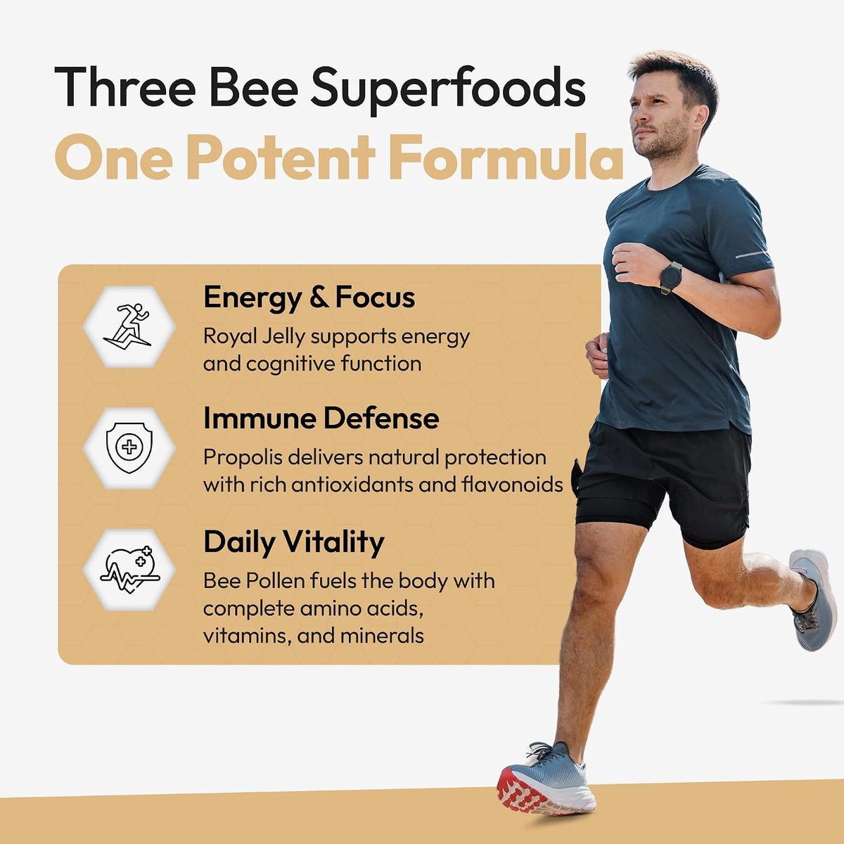 Bee and You Royal Jelly Tablet, Propolis Extract, Bee Pollen, 100% Natural Superfood, Ultra Pure, Immune Support Supplement, Improve Energy, Focus, Antioxidants, Fresh, Keto, Paleo, Gluten-Free - 60ct