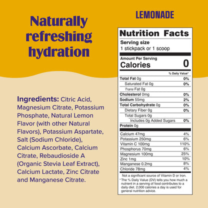 Ultima Replenisher Electrolyte Powder Drink Mix Bundle - Sugar Free - Lemonade, 90 Serving Canister and 20 Stickpacks - 6 Electrolytes and Minerals - Keto Friendly, Vegan, Non-GMO