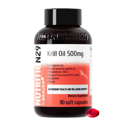 N29 Antarctic Krill Oil 500mg,60 softgels,Omega 3 Supplements with EPA,DHA - Astaxanthin,Phospholipid for Heart Brain Joint Skin Support,No Fishy Burps,Non-GMO, Gluten-Free
