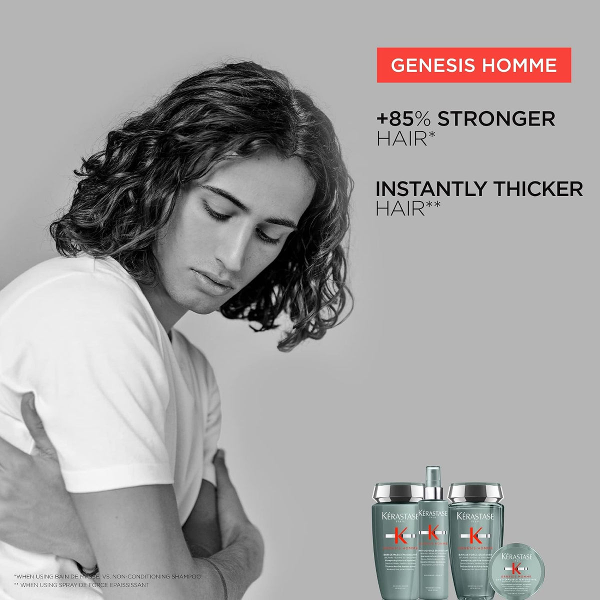 Kerastase Genesis Homme Bain De Masse Shampoo - For Men, 8.5 Fl Oz