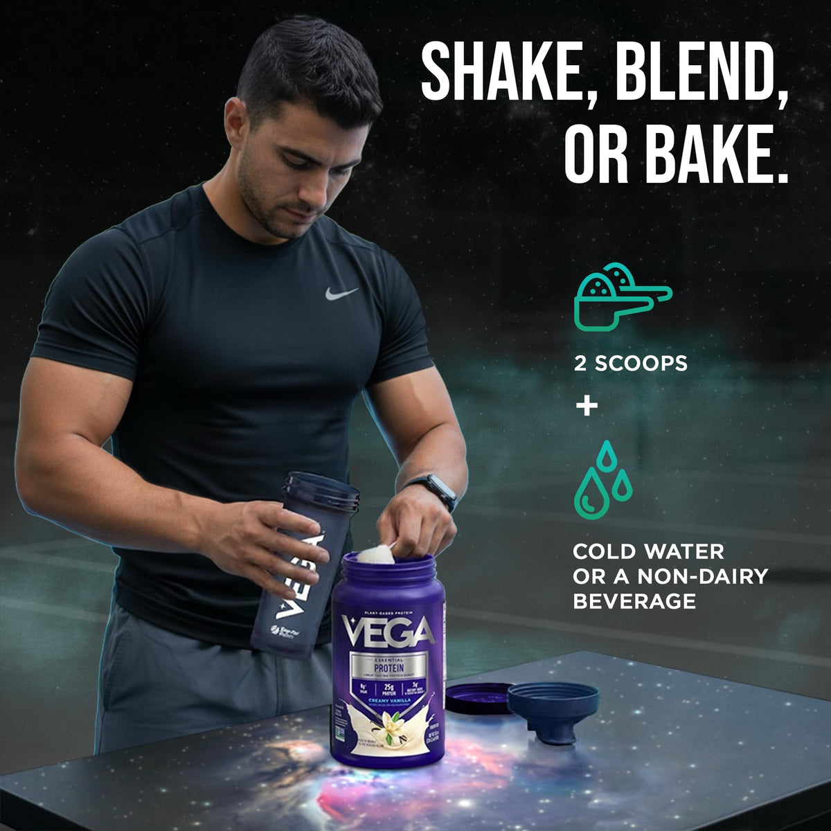 Vega Essential Protein - 25g Plant Based Protein Powder, Creamy Vanilla, Vegan for a Dairy-Free Vanilla Shake - Large Tub, 32.5oz (20 Servings)