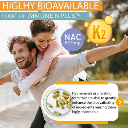 (60 Capsules), NAC 600mg, Quercetin 1,000mg, Vitamin C 500mg, Zinc 50mg, Vitamin D3 5,000iu, Selenium, Copper, Acerola, Ginger, Rutin, Citrus Bioflavonoids, Rose Hips, Echinacea, Immune N Plus 15 in 1
