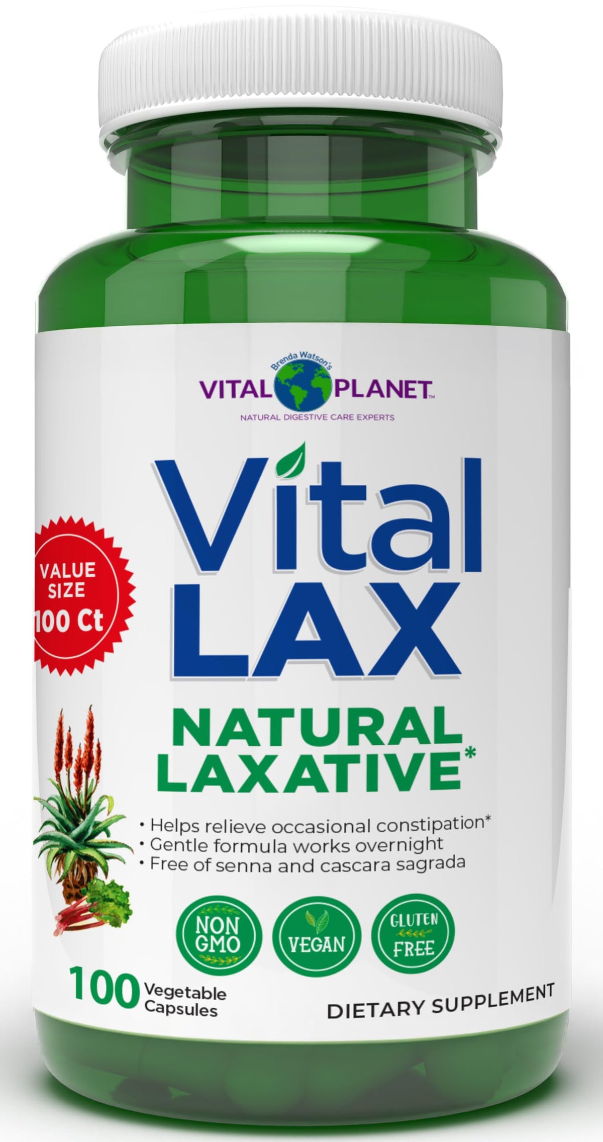 Vital Planet - Vital Lax Natural Laxative Cleanse Supplement for Occasional Constipation, with Magnesium Hydroxide, Slippery Elm, Aloe