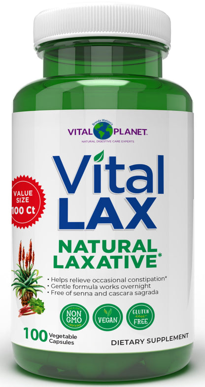 Vital Planet - Vital Lax Natural Laxative Cleanse Supplement for Occasional Constipation, with Magnesium Hydroxide, Slippery Elm, Aloe