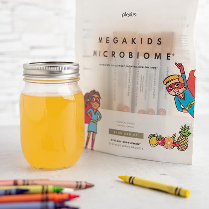 Plexus MegaKids Microbiome 30 Single Serve Packets - 50mg vegetarian DHA, choline, lutein & prebiotic fiber - suitable for kids 2+