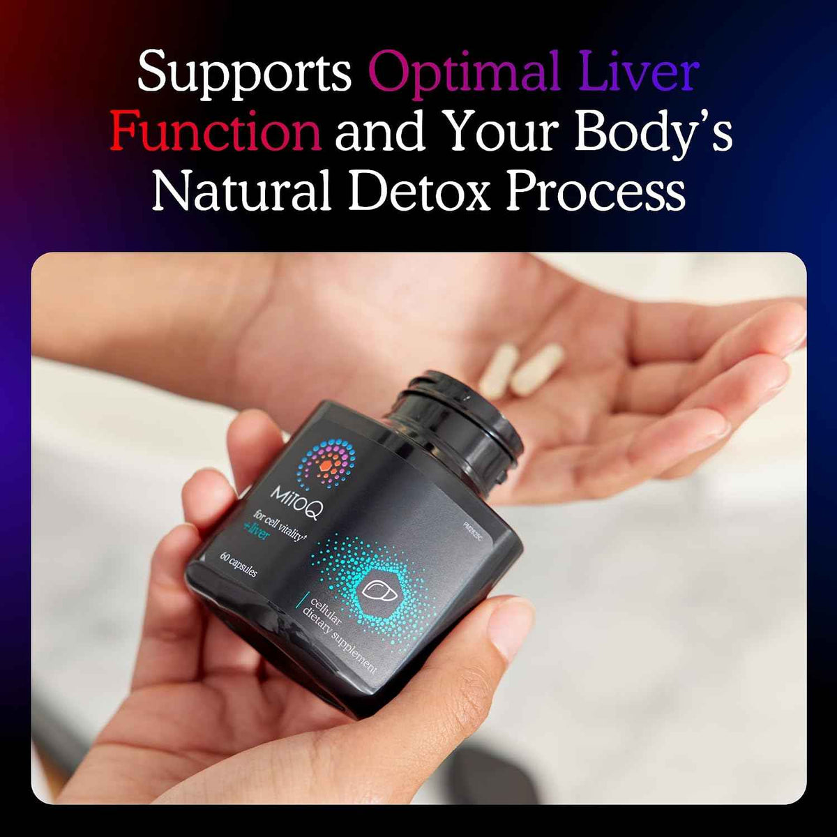 MitoQ +Liver - Advanced Liver Supplement with Highly Bioavailable Milk Thistle, Choline, Selenium Mitoquinol - Supports Metabolism, Body’s Natural Detoxification & Liver Health - 60 Capsules