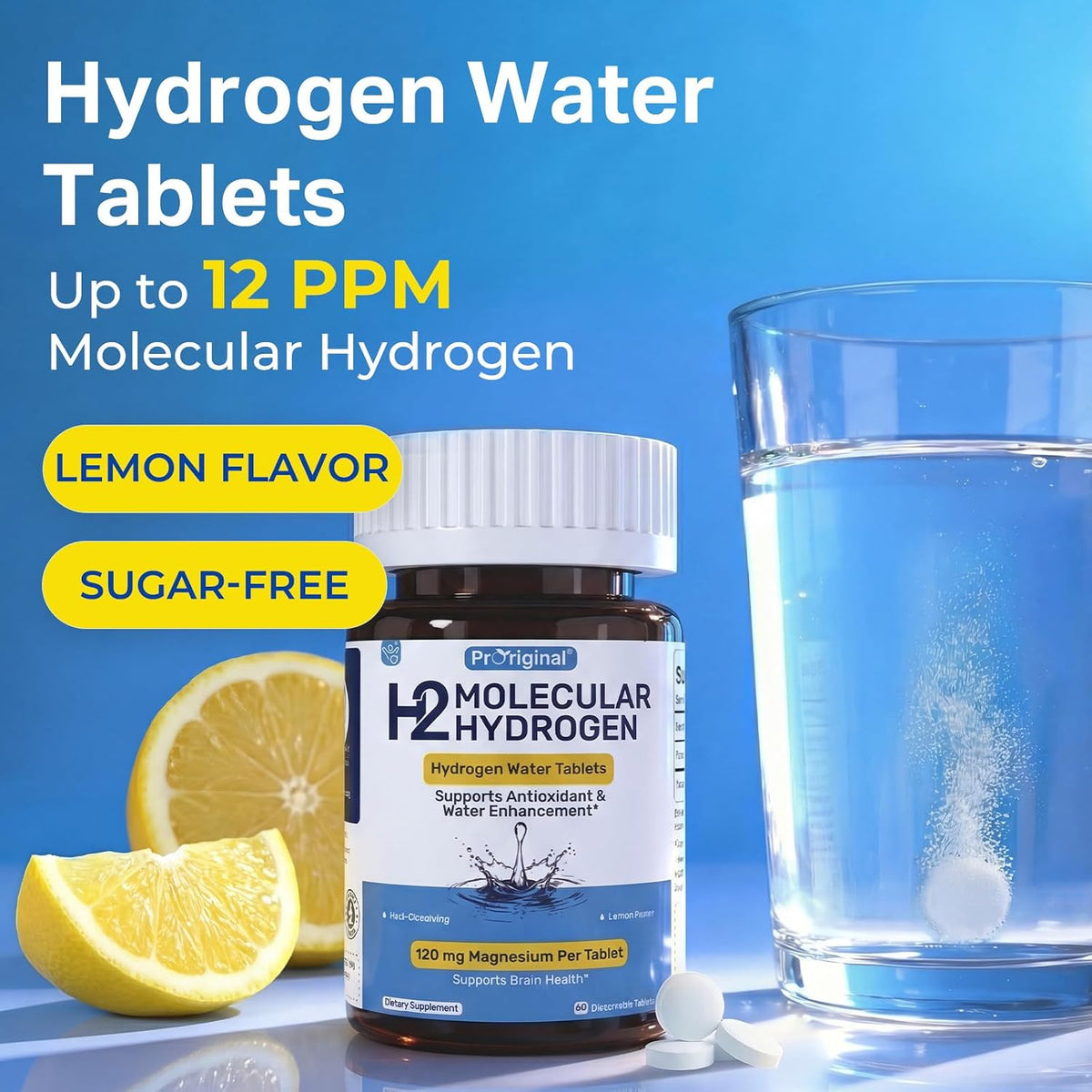 12 PPM H2 Hydrogen Tablets & Multi Enzyme Capsules with Probiotics - Daily Supplement Routine - 2 Items