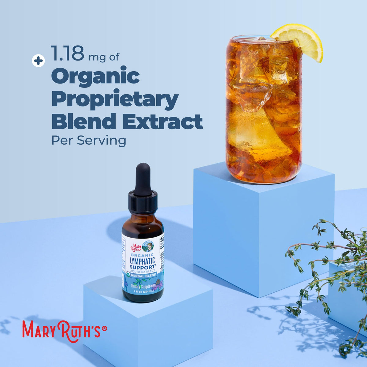 MARYRUTH'S Lymphatic Support Liquid Drops USDA Organic - Herbal Blend with Echinacea & Elderberry - Blue Vervain