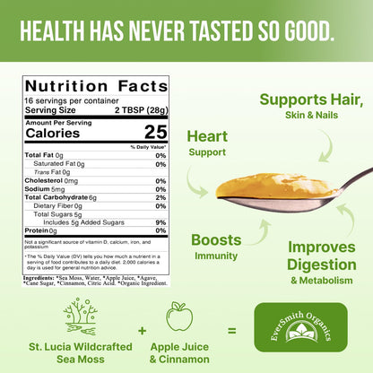 EverSmith Organics - Wildcrafted Irish Sea Moss Gel - Made in USA - Rich in Vitamins