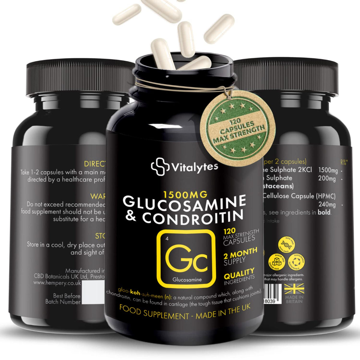 Vitalytes Marine Collagen Supplement 2400mg - 120 Marine Collagen Capsules Made in The UK