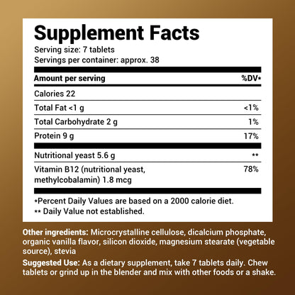 Dr. Berg Nutritional Yeast Tablets - Natural B12 Added - All 8 B Vitamin Complex - Organic