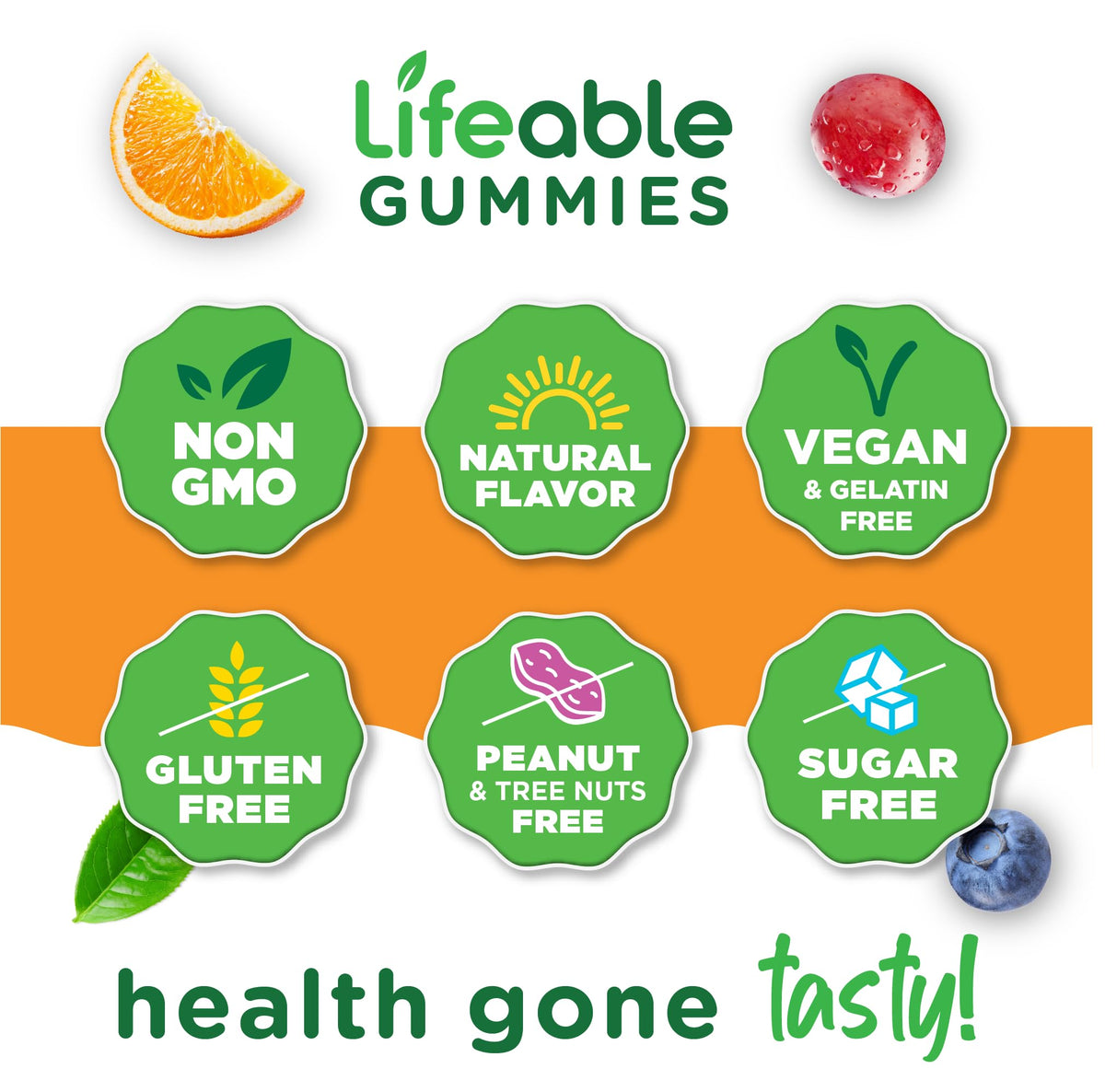 Lifeable Sugar Free Probiotics with Prebiotics Fiber - Great Tasting Natural Flavor Gummy Supplement - Keto Friendly Chewable - for Gut Health and Immune Support
